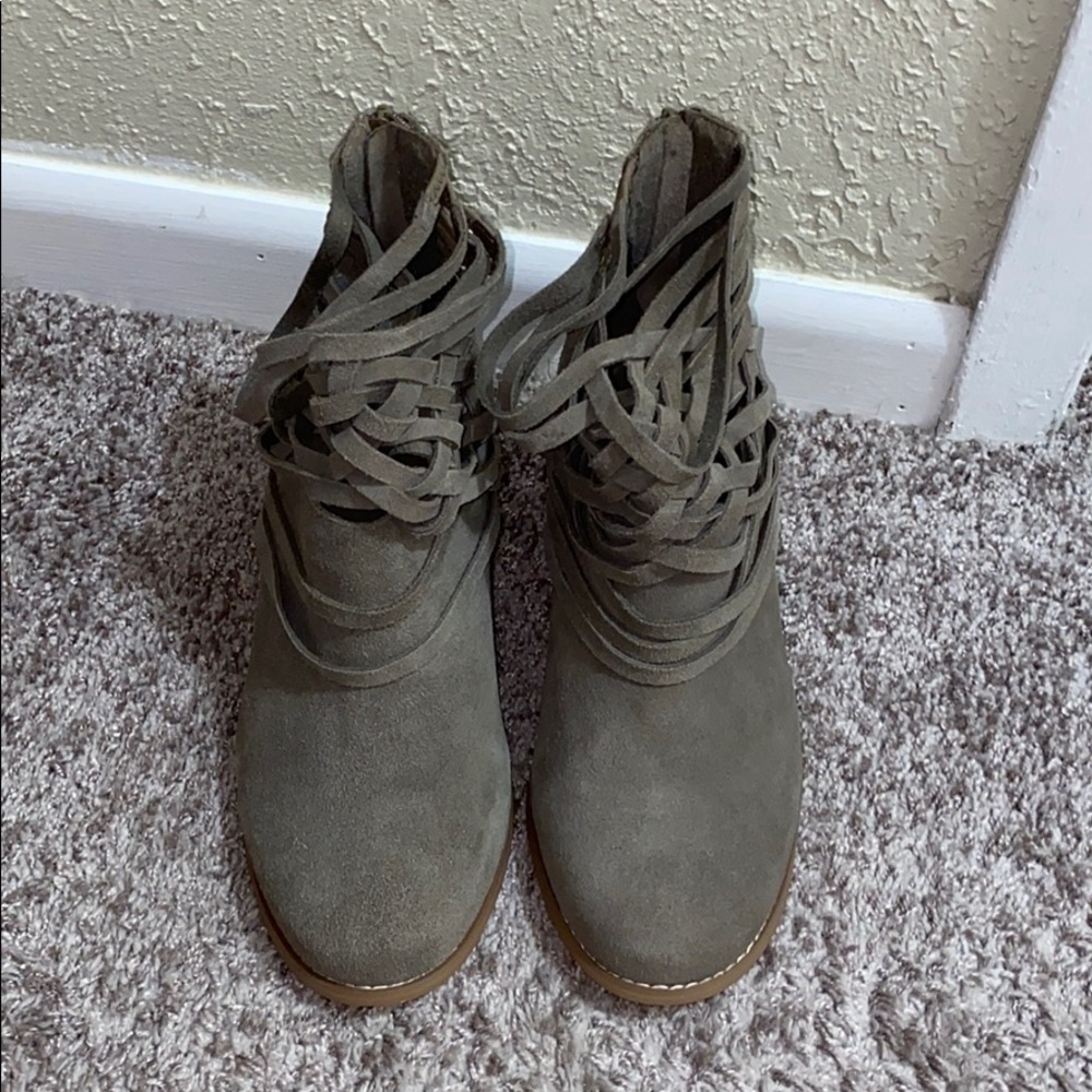 Taupe Strap Ankle Boots